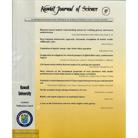 مجلة الكويت للعلوم 2020 العدد 04703 Kuwait Journal of Science VOL  NO  July